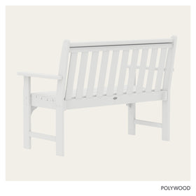 POLYWOOD Vineyard 48-inch bench weatherproof setup, ideal for porch or garden corners.