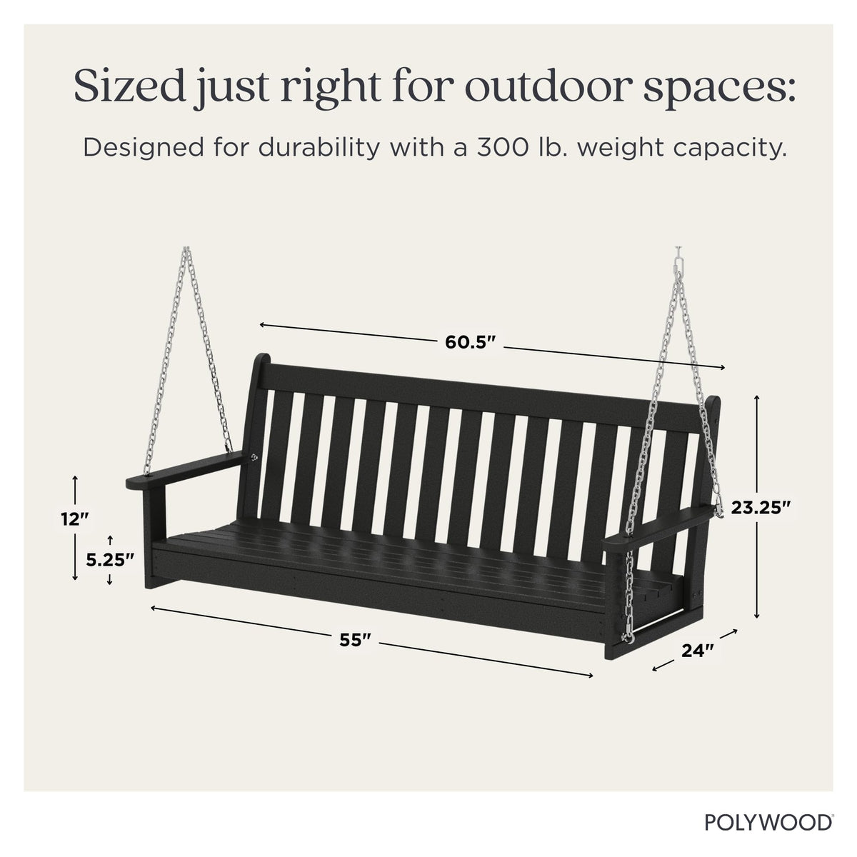 Rear view of POLYWOOD Vineyard swing with sturdy frame and lasting performance
