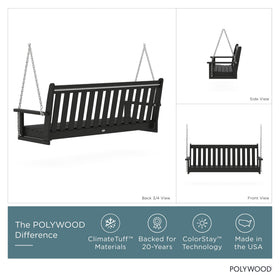 POLYWOOD Vineyard 60-inch Swing side view highlighting weatherproof design