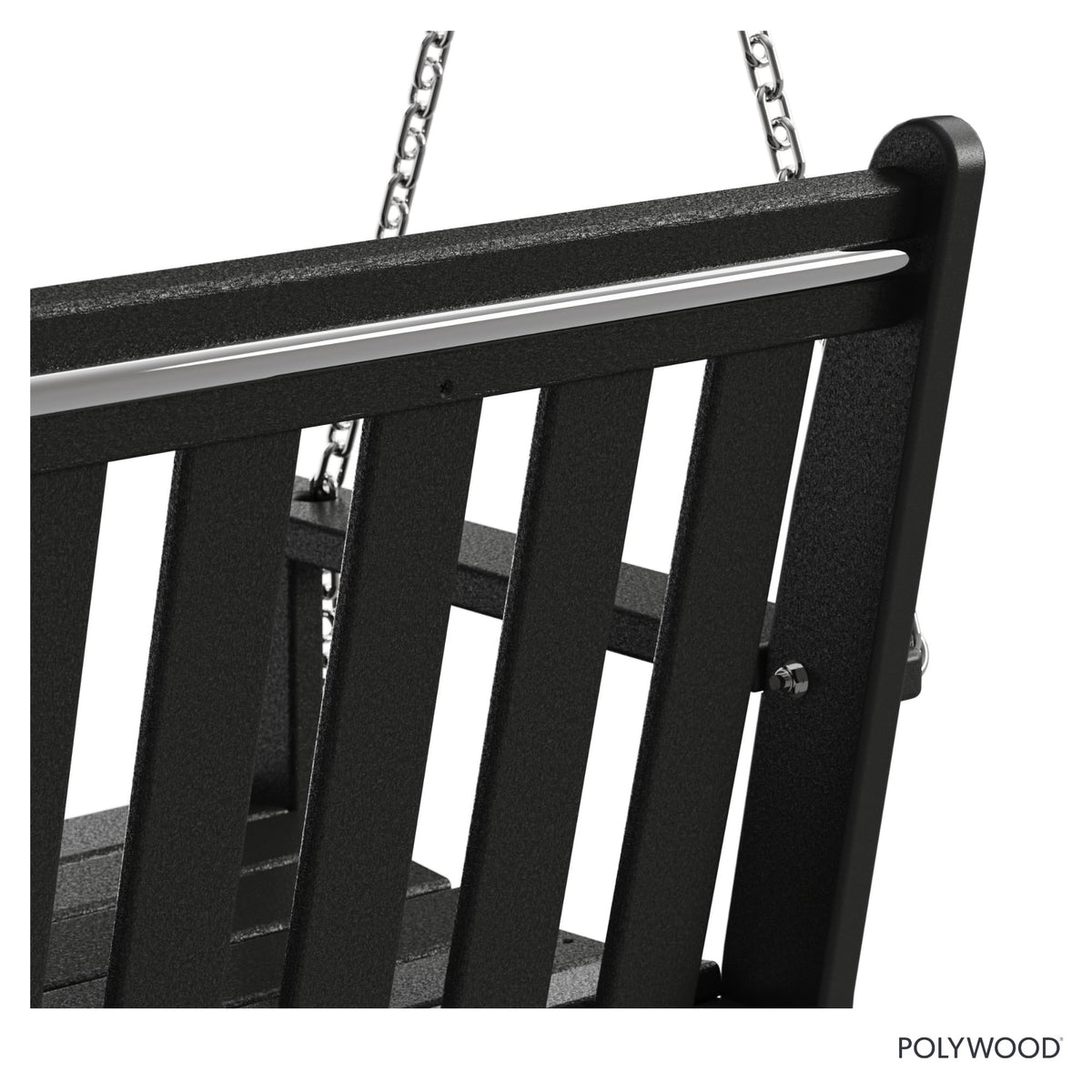 Weatherproof finish resists sun and rain on the Vineyard swing