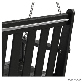 Weatherproof finish resists sun and rain on the Vineyard swing