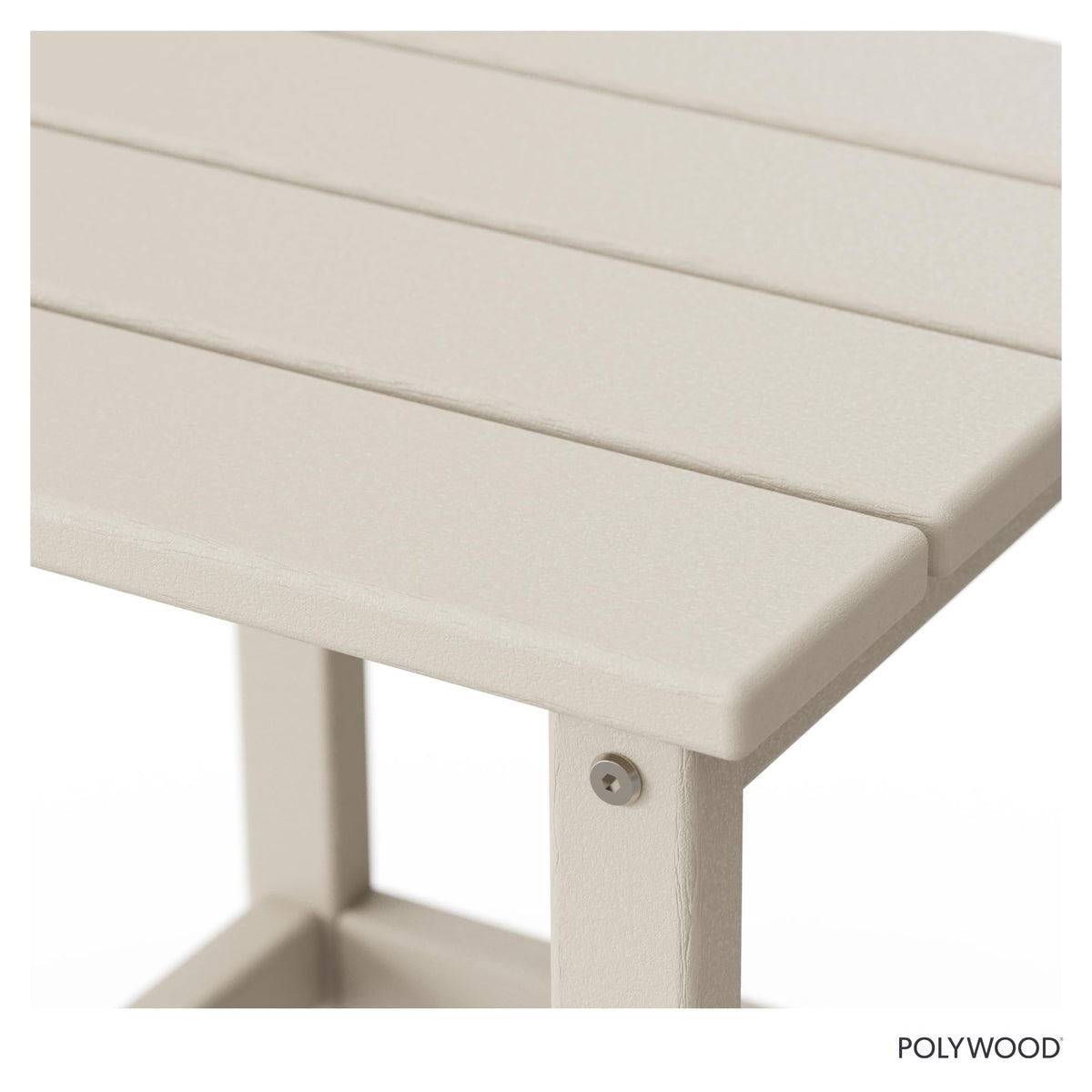 POLYWOOD Long Island Side Table, assembled setup, ready for patio use.