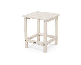 POLYWOOD Long Island Side Table in Sand, front view, weatherproof outdoor companion.