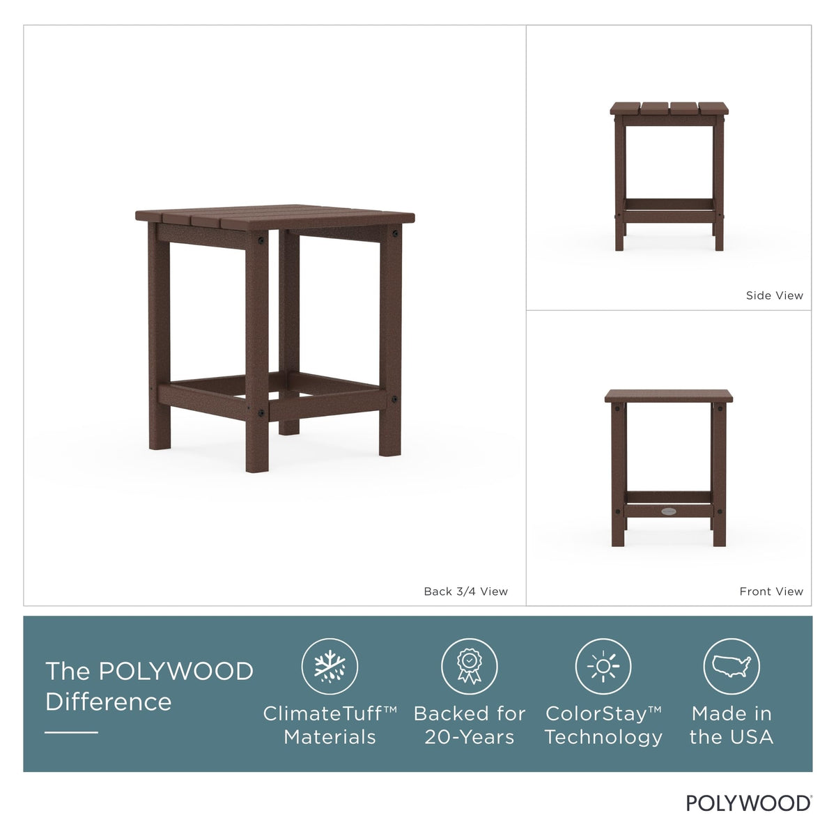 POLYWOOD recycled HDPE lumber look with low maintenance finish.