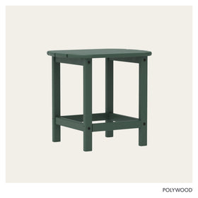 POLYWOOD South Beach side table on patio steps demonstrates stable, weather-ready design.