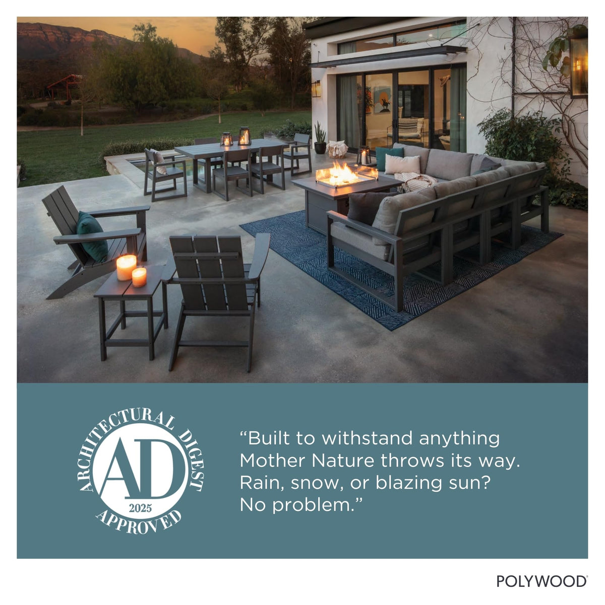 South Beach table USA-made construction communicates quality and domestic manufacturing.