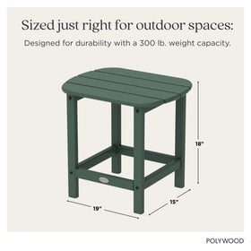South Beach side table with dining chair showcases versatile pairing for outdoor meals.