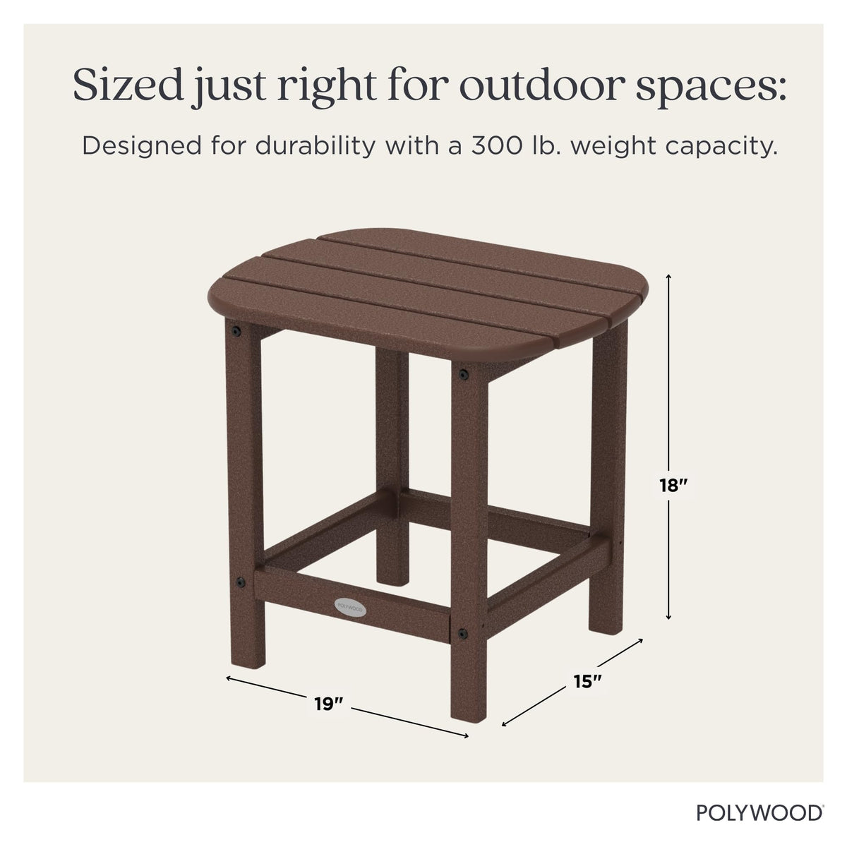 POLYWOOD South Beach Side Table close-up stain resistance and easy cleaning