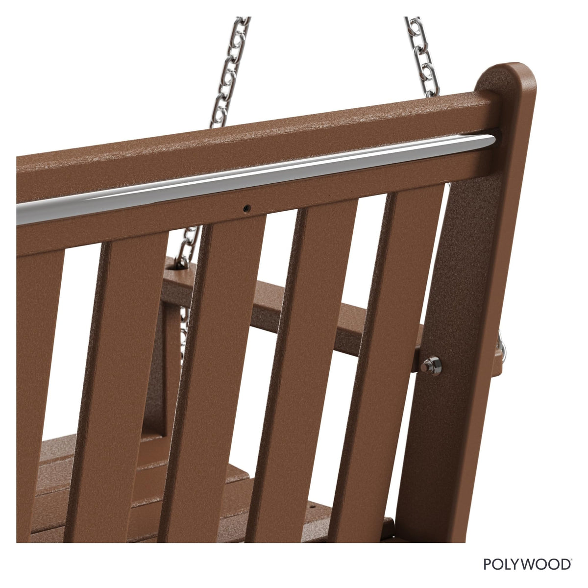 POLYWOOD Vineyard 60-inch swing close-up of materials shows durable recycled lumber