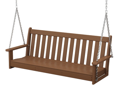 POLYWOOD Vineyard 60-inch swing teak frame with fade-resistant durability for outdoors