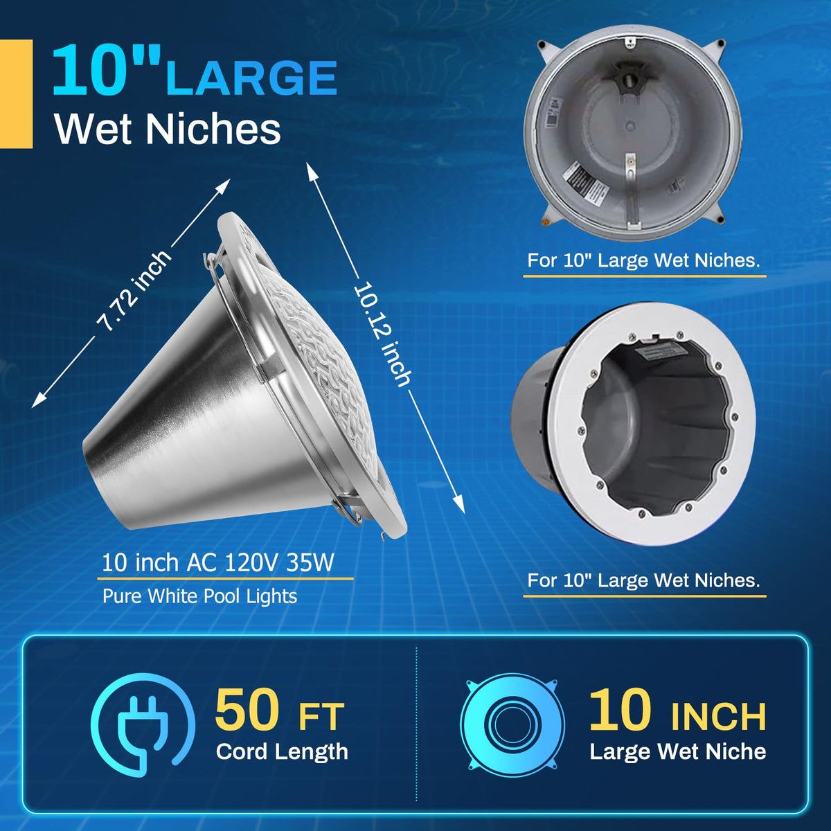 Pomeade underground-niche installation panel ensures durable in-ground pool lighting
