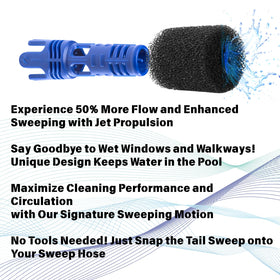 Pomeyard Polaris tail-hose-scrubber shows easy hose attachment.