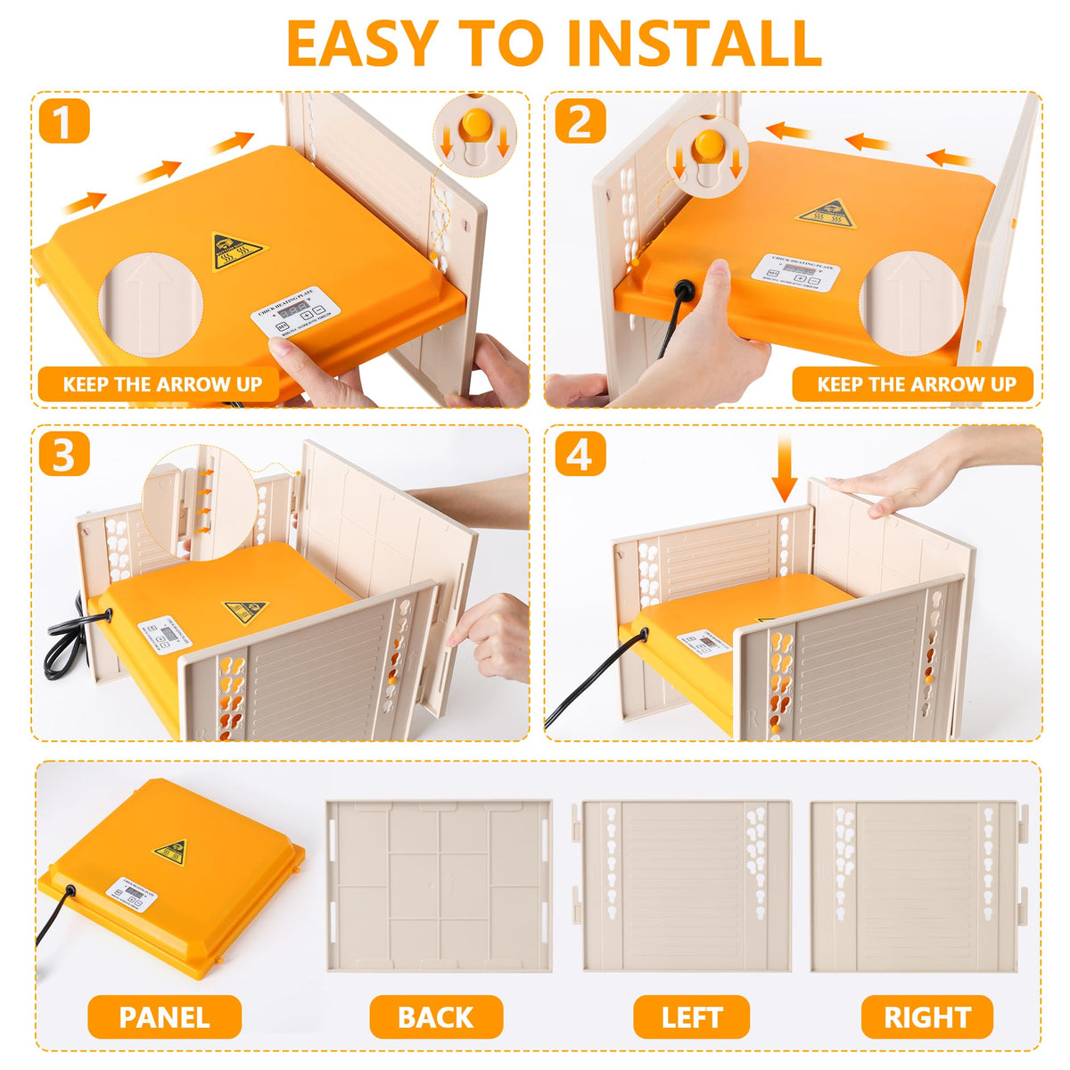 POMINEL chick brooder easy-install with ABS surface for quick setup and cleaning