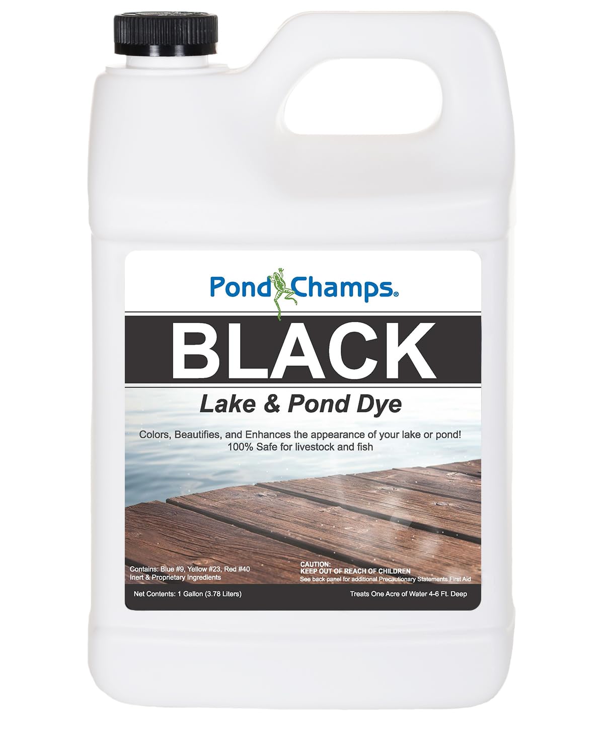 Pond Champs Black Lake Dye bottle pour enhances pond color and depth
