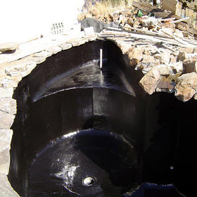 Pond Shield being applied underwater on a water feature