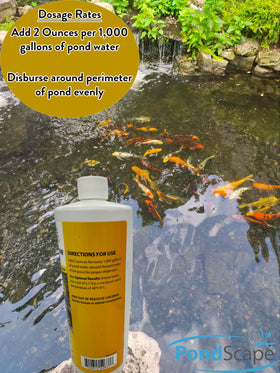 Pondscape Barley Straw Extract label close-up highlights natural barley straw formula.