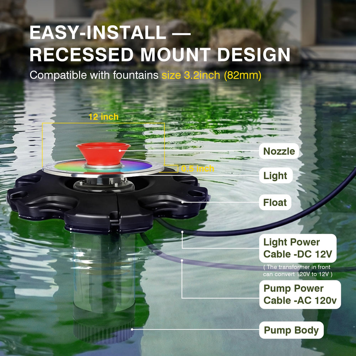 Pondvita 100ft power cord provides flexible placement and extended reach for pond setups.