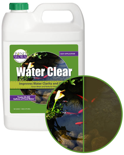 Pond Worx Water Clear bottle pour for easy dosing and clearer pond water