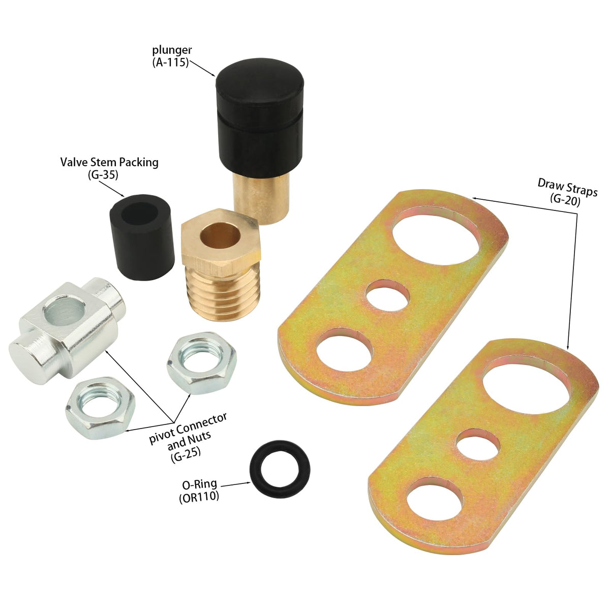 Pongle hydrant parts kit with brass and stainless steel materials for durability