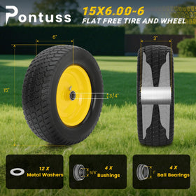 Pontuss 15x6 front-tire side view showing rugged tread for rough terrain.