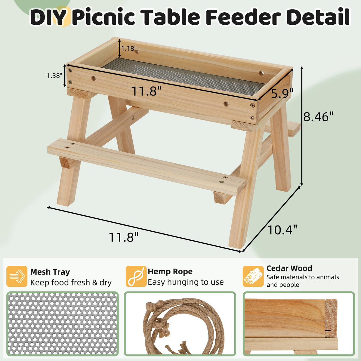Pontuss cedar bird feeder with metal-mesh ventilation keeps food fresh outdoors.
