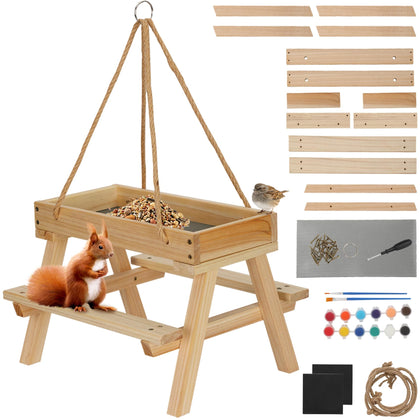 Pontuss Squirrel Picnic Table Feeder assembly kit for a hands-on wildlife feeding station.