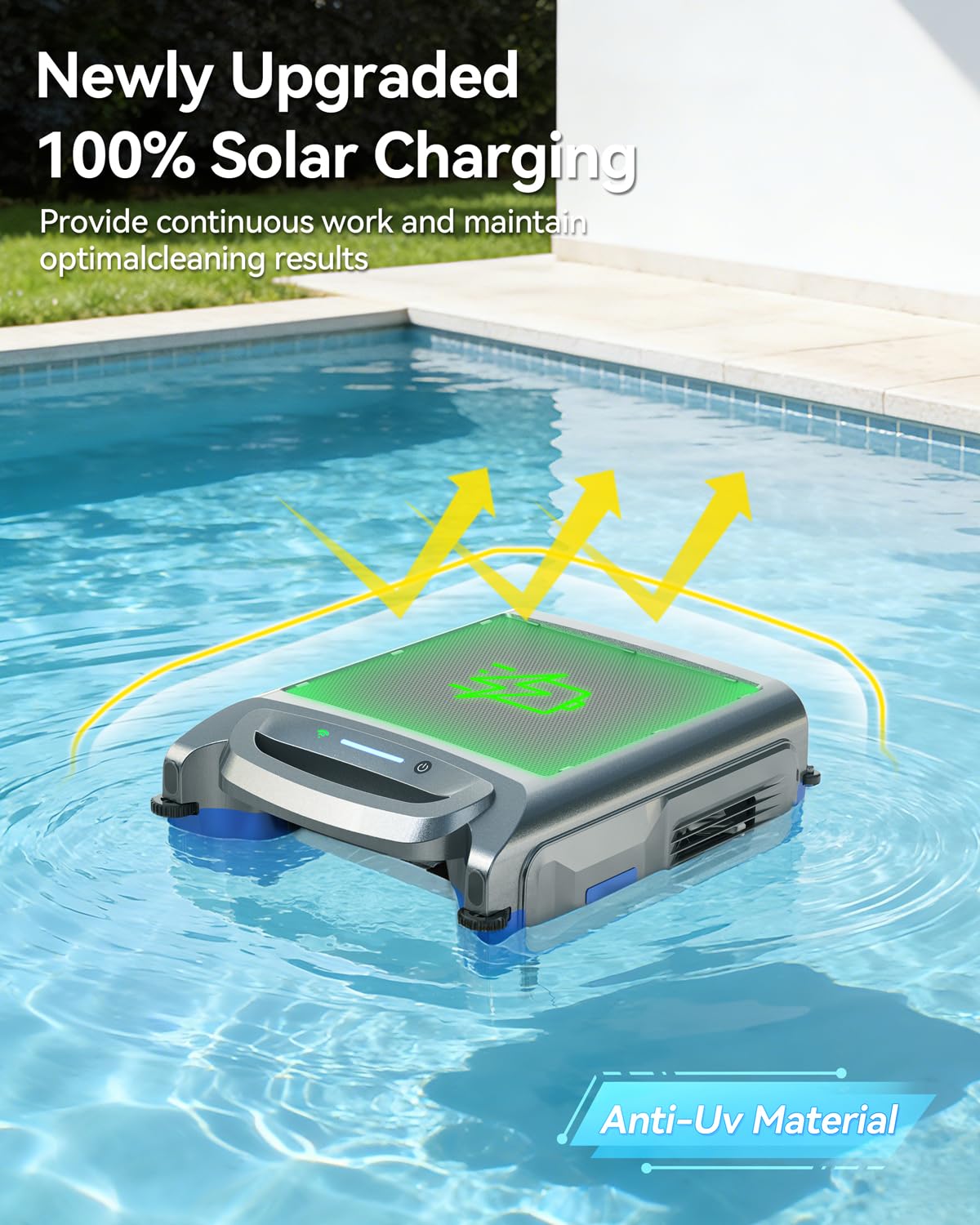 Poofata V1T solar charging panel powering all-day cleaning