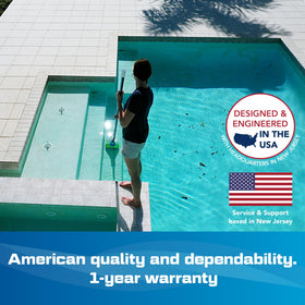 POOL BLASTER Aqua Broom Sweep XL pole set enabling easy reach from the deck
