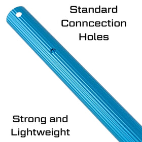 Pool Blaster pole with universal-fit attachments for nets, brushes, and vacuums.