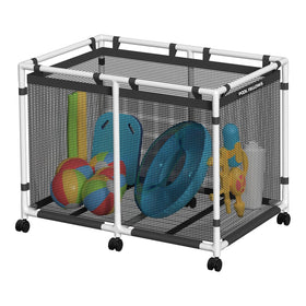POOL FELLOWS Pool Storage Bin demonstrates 214-gallon capacity for pool gear