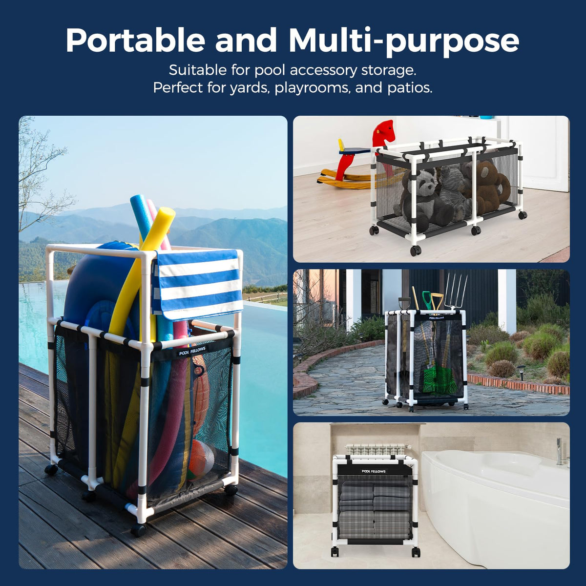 POOL FELLOWS Pool Storage Bin with gloves included for fast assembly