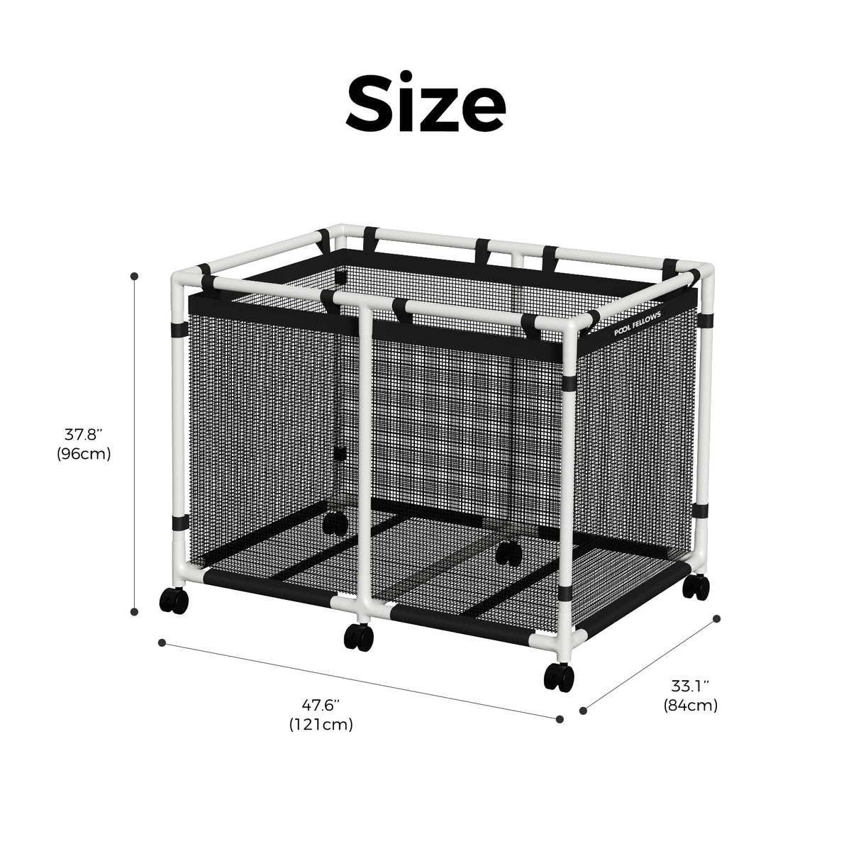 POOL FELLOWS Pool Storage Bin with heavy-duty wheels and brakes for smooth mobility