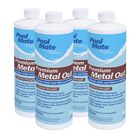 Pool Mate 1Quart 4-Pack bottle packaging showing stain and mineral inhibitor in a kit
