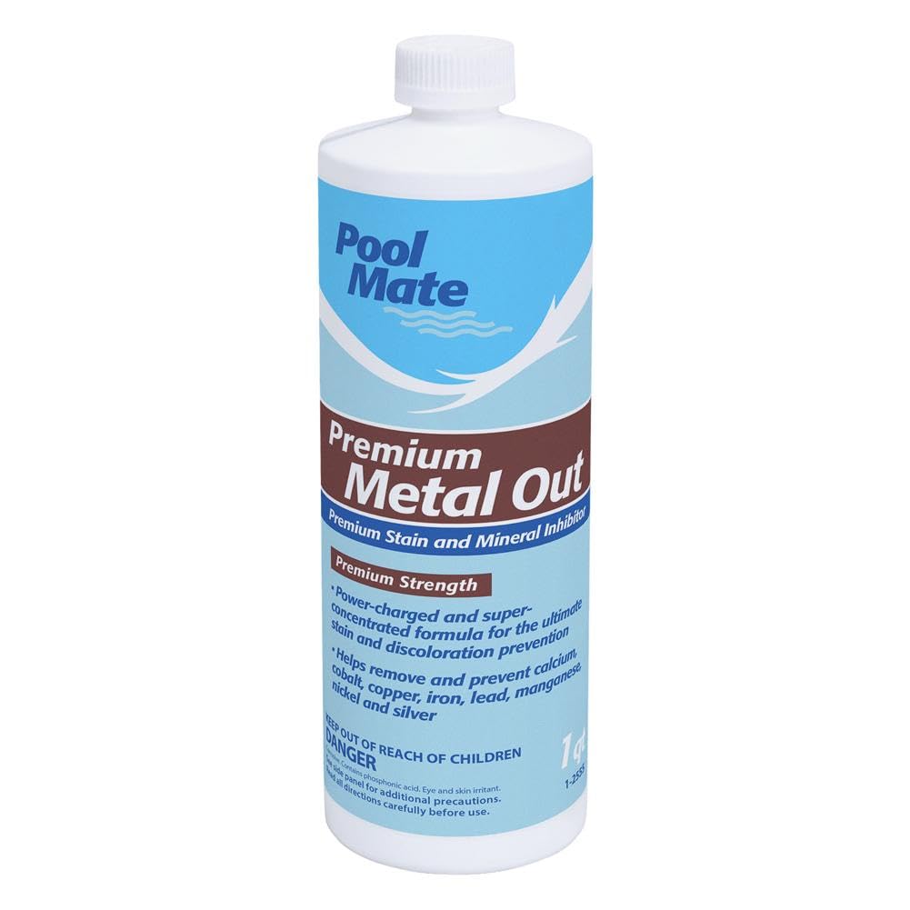 Pool Mate 1Quart bottle being poured to illustrate easy application