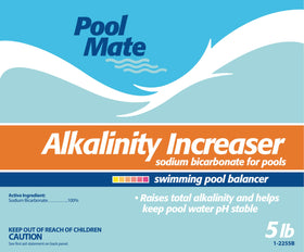 Pool Mate alkalinity increaser dissolving in water to raise total alkalinity safely.
