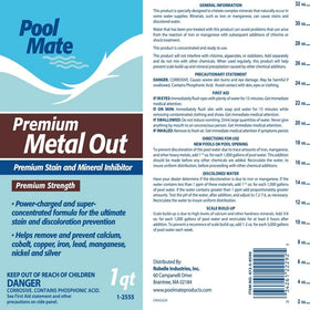Pool Mate in-water treatment illustrates mineral chelation reducing staining potential.