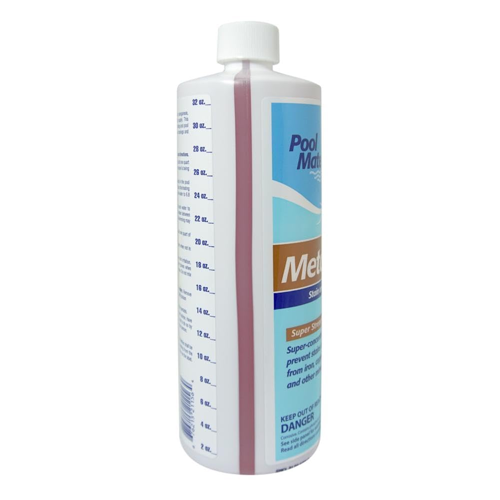 Pool Mate Metal Out label detail highlights concentrated formula.