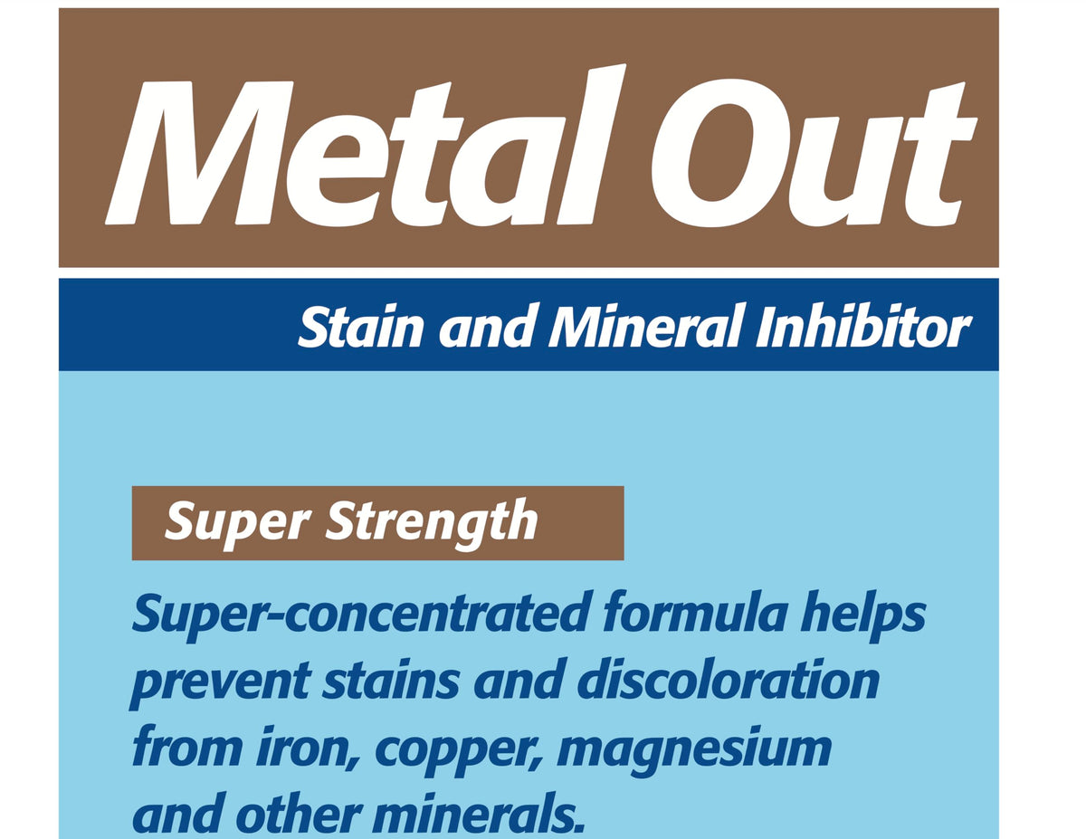 Pool Mate Metal Out illustration of reduced mineral build-up.