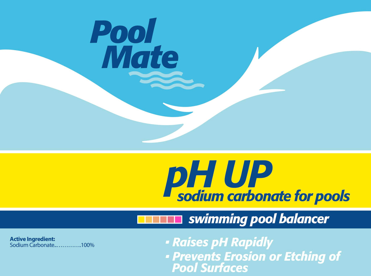 Pool Mate pH Up powder dissolving in a bucket before dispersal.