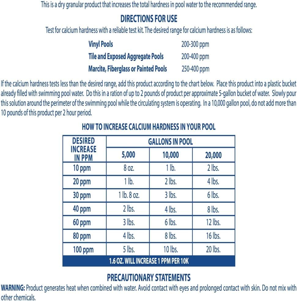 Test kit ready with hardness chart supports maintaining optimal pool calcium levels.
