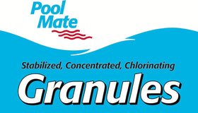 Pool Mate pour chlorine granules demonstrates even distribution for consistent sanitation
