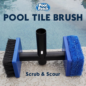 Pool Patch pad-scour side cleans scale safely on tile surfaces.
