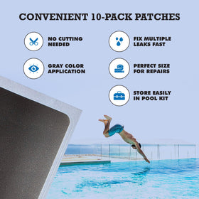 Pool Patch Burro Adhesives transparent design blends with liners for discreet repairs.