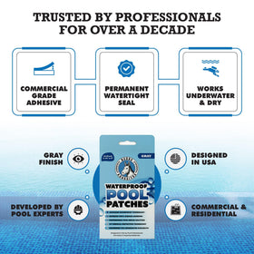 Pool Patch Burro Adhesives vinyl liner repair for residential or commercial pools.