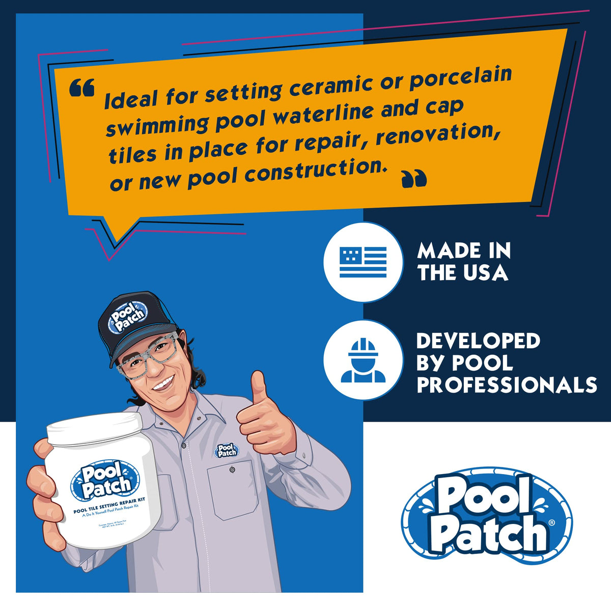 Pool Patch coverage label showing approximately 6 square feet area