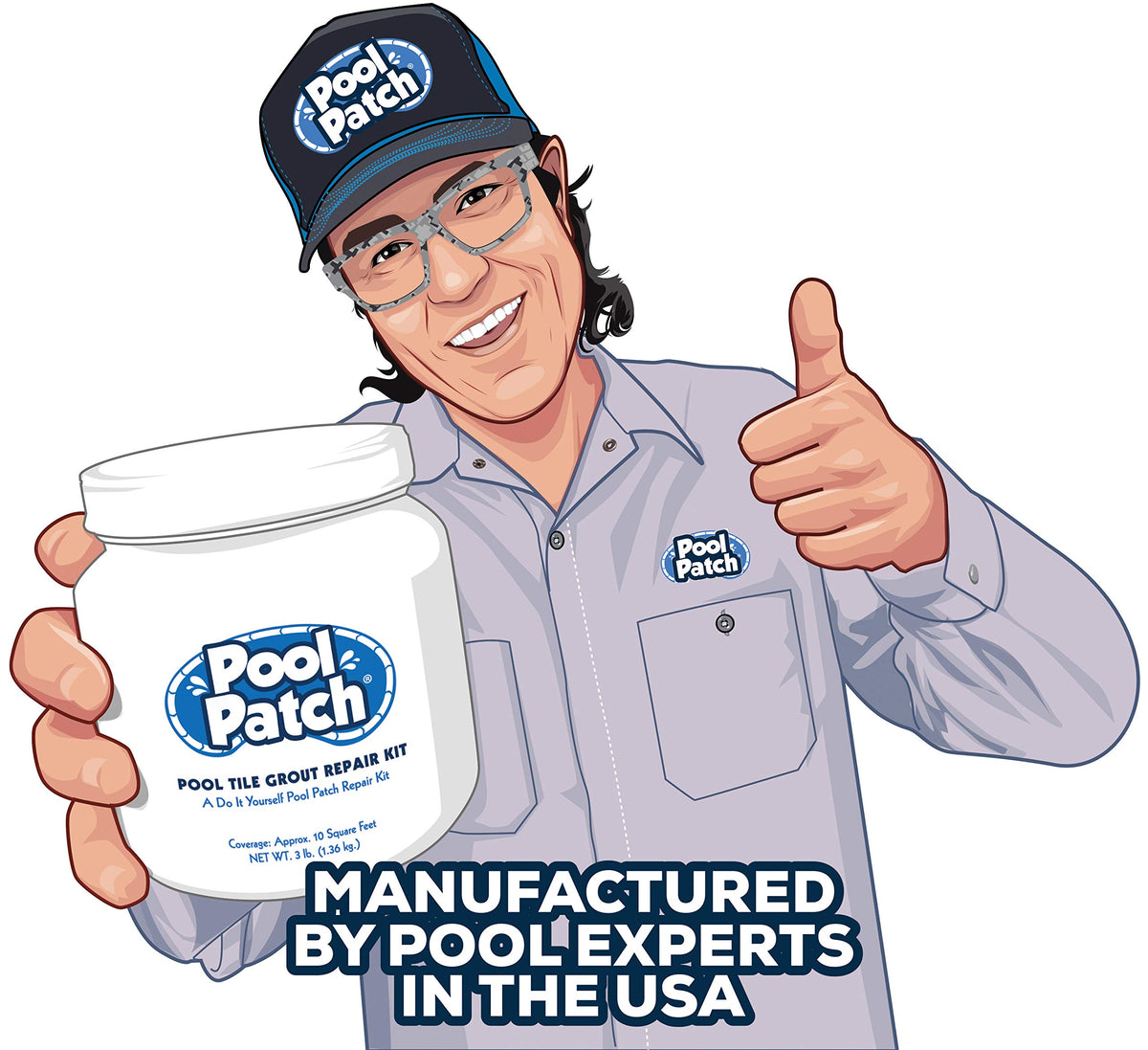 Pool Patch Gray lasting-color grout resists chemical discoloration over time.