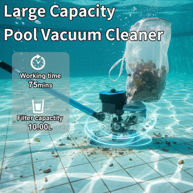 Pool Stomach 55 cordless vacuum runtime up to 75 minutes on a single charge