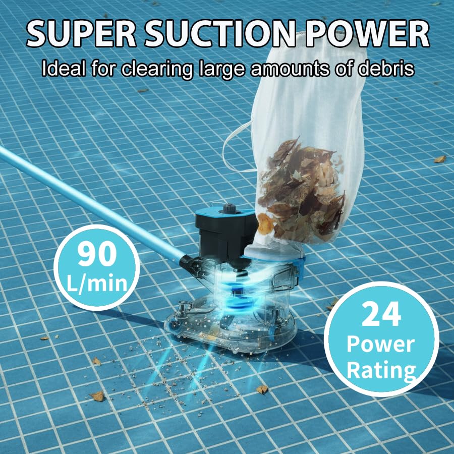 Pool Stomach 55 cordless vacuum being used in an inground pool