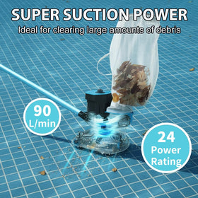 Pool Stomach 55 cordless vacuum being used in an inground pool