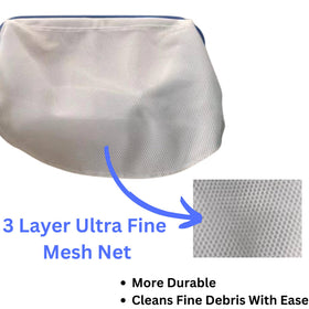 Pool Zing Professional 19-inch triple-layer mesh traps tiny debris without clogging.